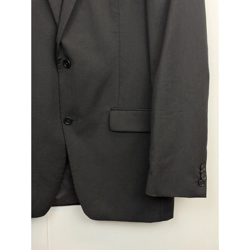 Alfani Blazer Mens 40L Slim Fit Wool Pinstripe Black‎ Suit Jacket Sport Coat